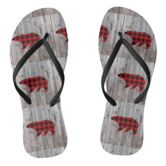 Chanclas navidades de madera de grano rústico oso de chile