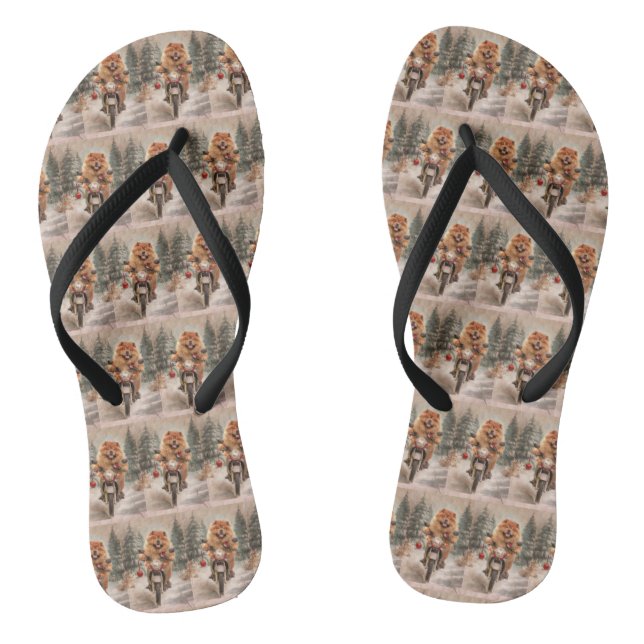 Chanclas Navidades de motocicleta Chow Chow Dog Riding (Plantilla)