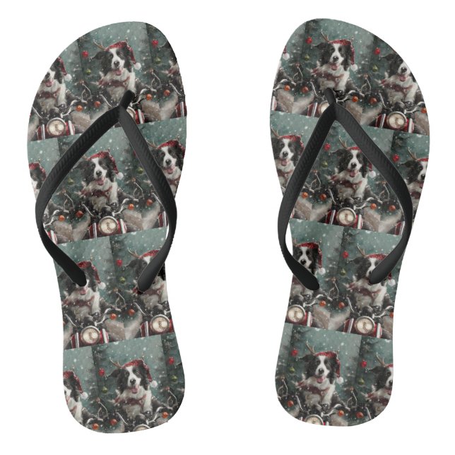 Chanclas Navidades de motocicleta de la frontera de Collie  (Plantilla)