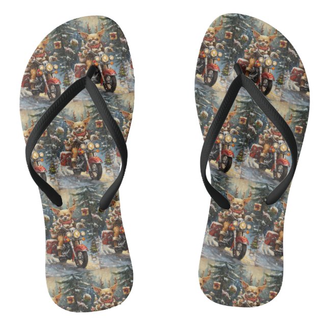 Chanclas Navidades de motocicletas Chihuahua Dog Riding (Plantilla)