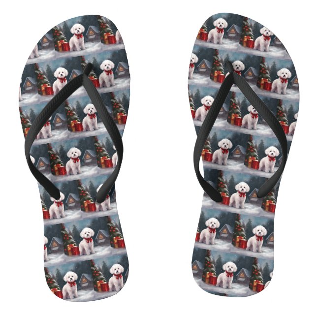 Chanclas Navidades de Nieve de Bichon Frise Dog (Plantilla)