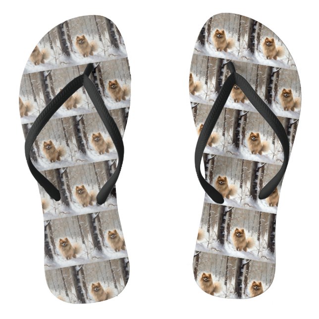 Chanclas Navidades de Pomeranian Let It Snow (Plantilla)