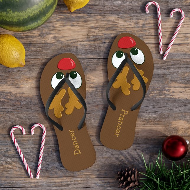 Chanclas Navidades de renos personalizados en julio (Perfect for Christmas in July or the one in December. You'll be dashing though the sand in no time)