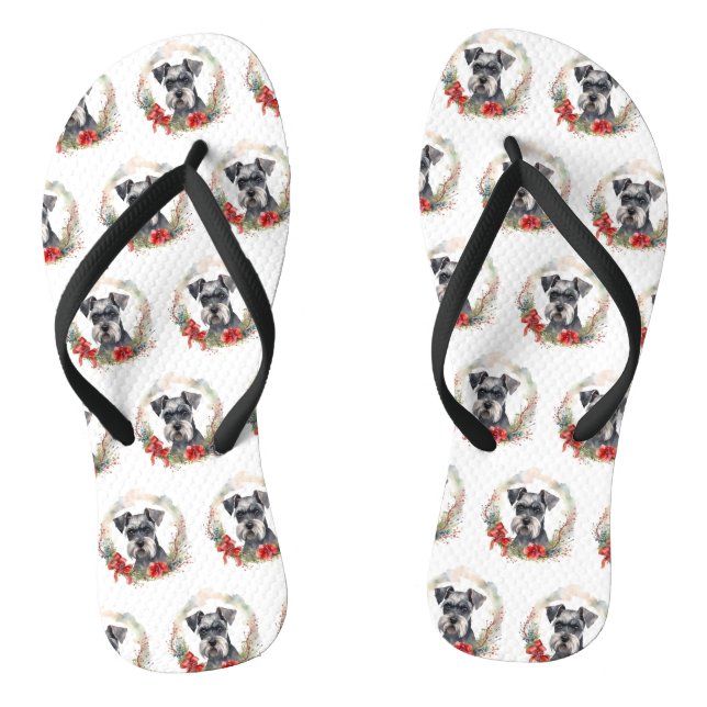 Chanclas Navidades de Schnauzer Wreath Festimes Pup (Plantilla)