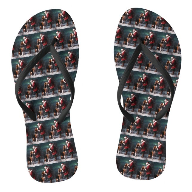 Chanclas Navidades de Treeing Walker Coonhound Santa Claus (Plantilla)