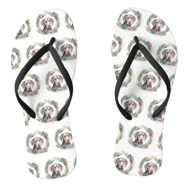 Chanclas Navidades de Weimaraner Wreath Festive Pup (Plantilla)