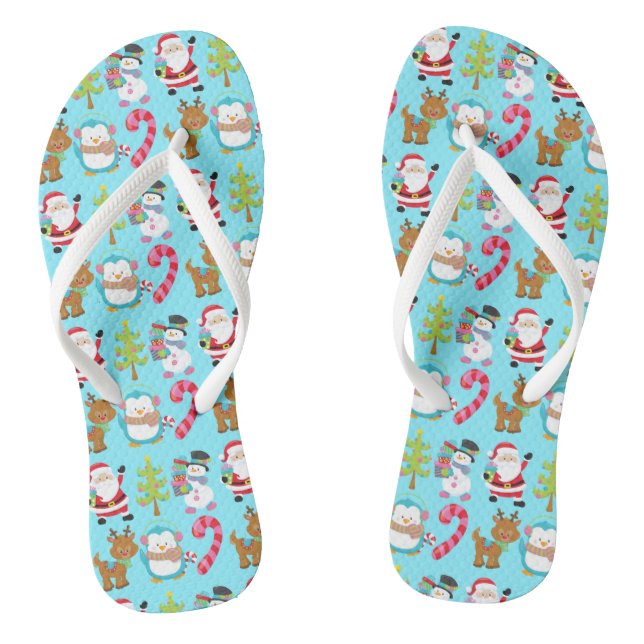 Chanclas Navidades en julio cute invierno Blue Santa Snowma (Plantilla)
