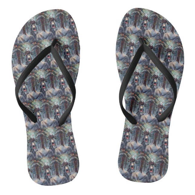 Chanclas Navidades en motocicleta de Bull Terrier Dog Ridin (Plantilla)