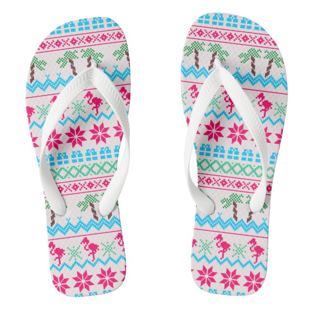 Chanclas Navidades feos Sweater Flamingo Tropical Beach (Plantilla)