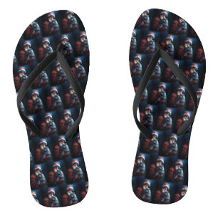 Chanclas Navidades festivos del gato azul ruso Santa Claus