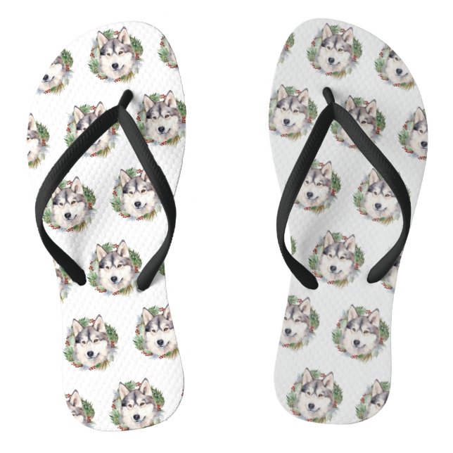 Chanclas Navidades Husky siberianos de corona festividad (Plantilla)