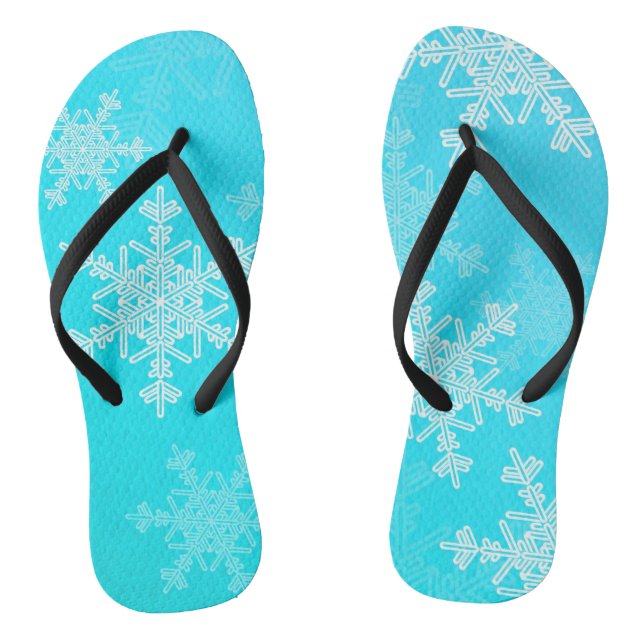 Chanclas Navidades Minimalistas de Blue White Snowflakes (Plantilla)