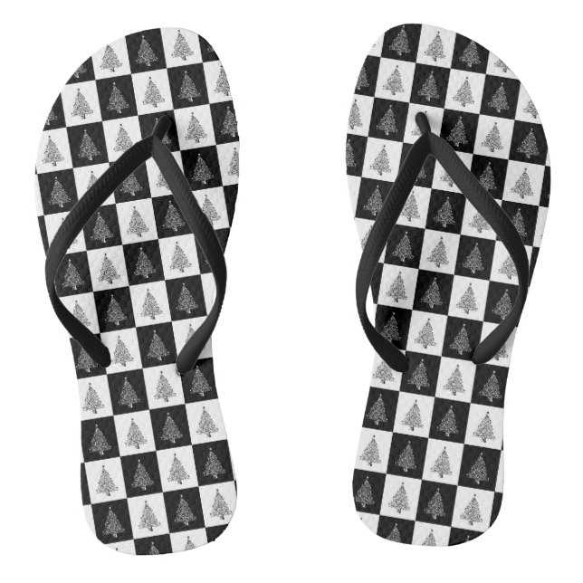 Chanclas Navidades Patrón blanco negro elegante vacaciones (Plantilla)