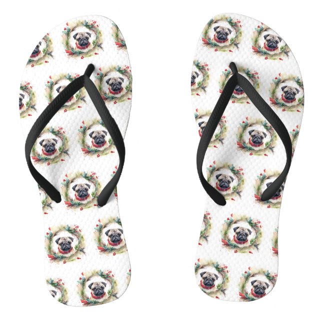Chanclas Navidades Pug Wreath Festix Pup (Plantilla)