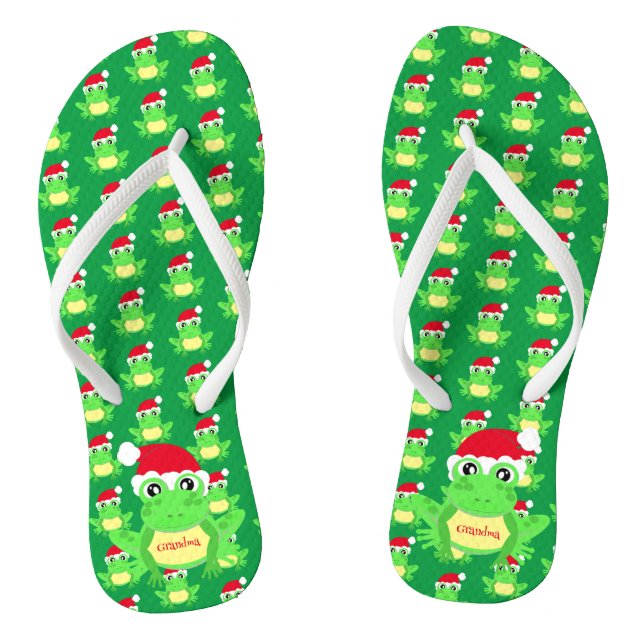 Chanclas Navidades Rana Grasa Santa Hat Nombre del patrón F (Plantilla)