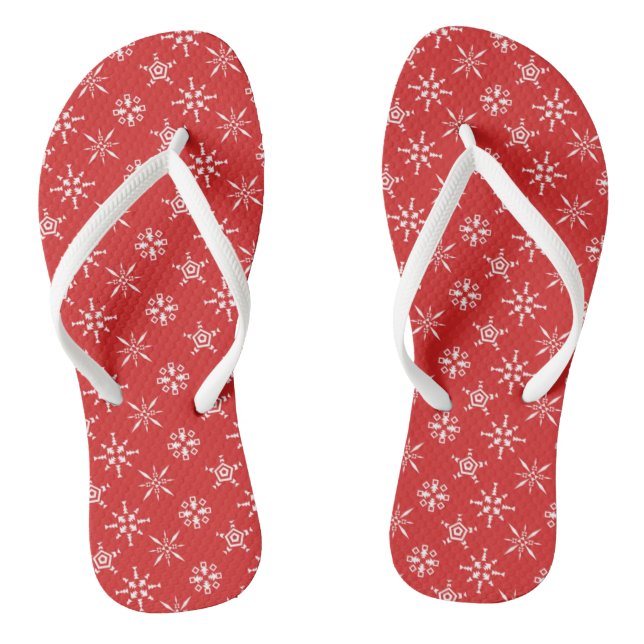 Chanclas Navidades Rojo Blanco Elegante Vacaciones Flip Flo (Plantilla)