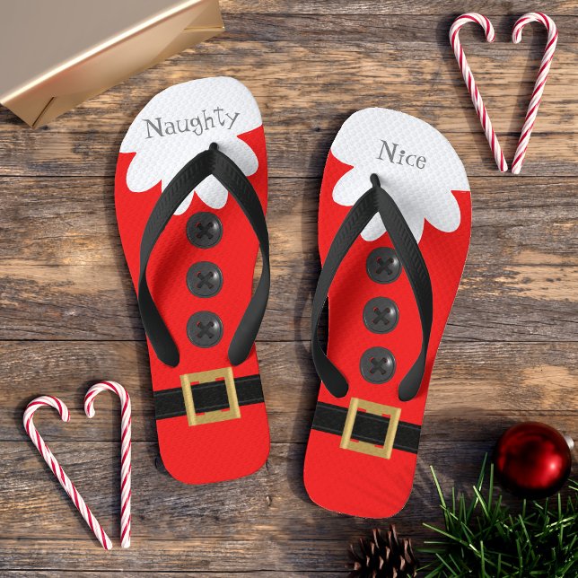 Chanclas Navidades rojos en julio de la fiesta Personalizad (Naughty or Nice? Perfect for Christmas in July (or the one in December))