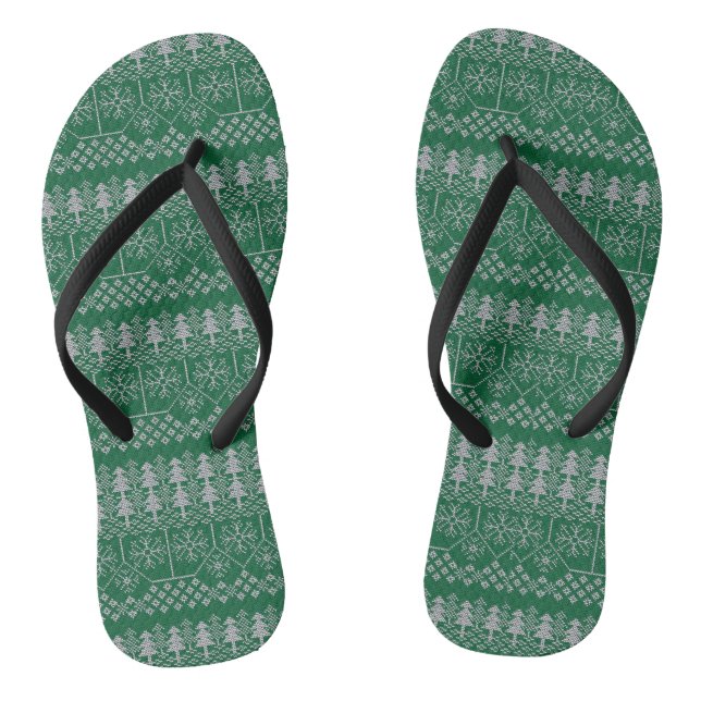 Chanclas Navidades Vacaciones Gris Verde Plata Elegante (Plantilla)