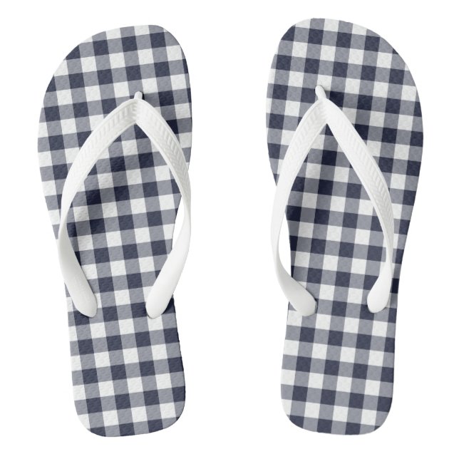 Chanclas Navy Blue Classic Gingham Flip Flops Adulto (Plantilla)