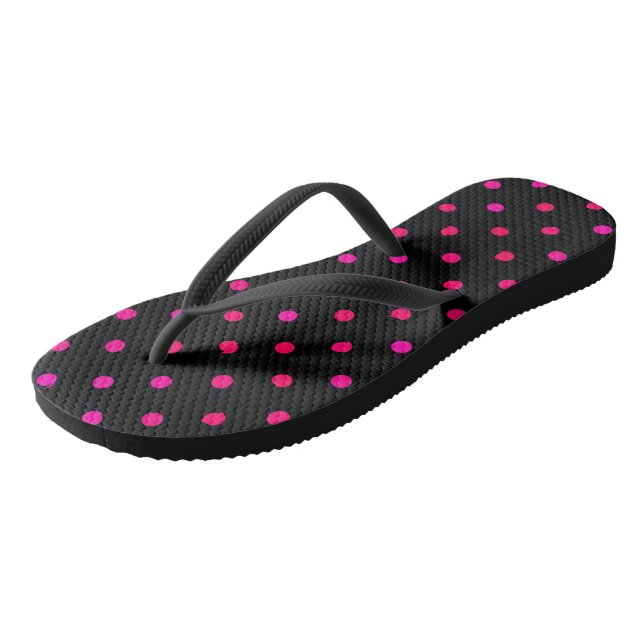 Chanclas Negro con puntos rosados (Angular)