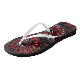 Chanclas Negro, Rojo y Blanco Abstracto Geométrico
