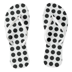 Chanclas Negro sobre puntos de polka horizontal de gran tam