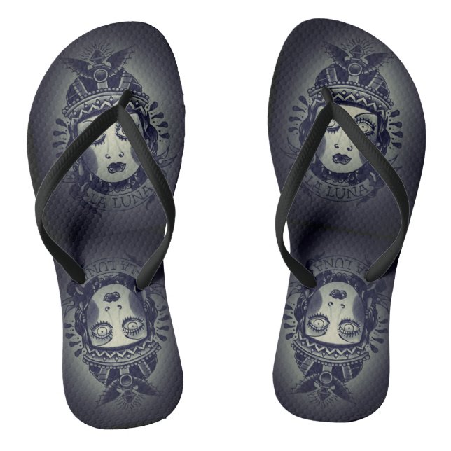 Chanclas Negro unisex doble La Luna (Plantilla)