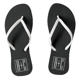 Chanclas Negro y Blanco   Iniciales de Parejas