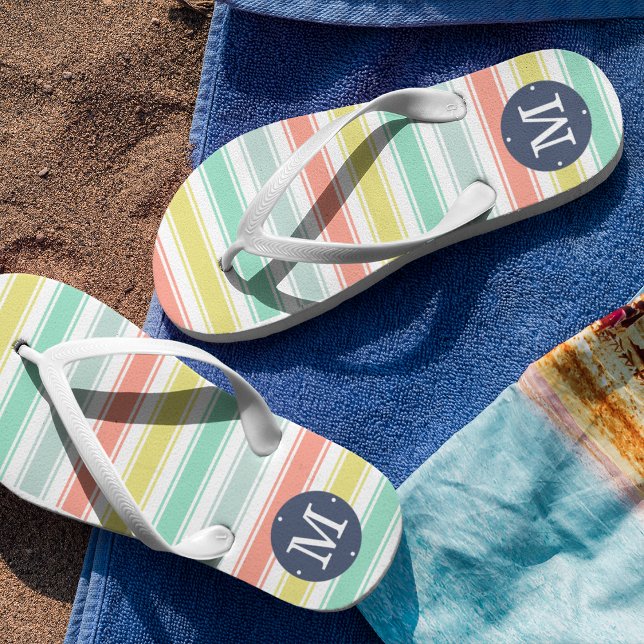 Chanclas Neon Summer Cabana Stripe Monograma (Subido por el creador)