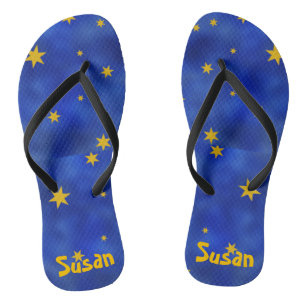 Chanclas Noche azul estrellada con estrellas de oro Unisex