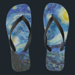 Chanclas Noche Van Gogh Starry. Arte vintage impresionista<br><div class="desc">Van Gogh "La Noche estrellada" se da vuelta.</div>
