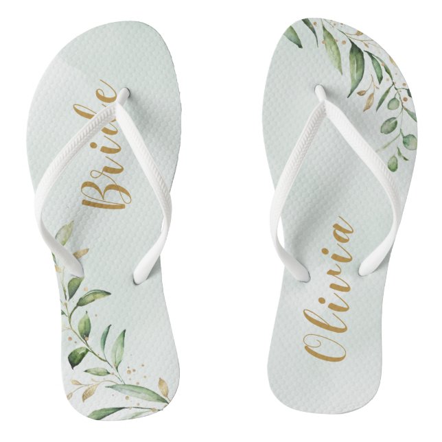 Chanclas Noche verde moderno novia geométrica personalizada (Plantilla)