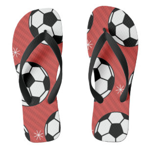 Chanclas Nochebuena de fútbol rojo estriba bola festiva y n