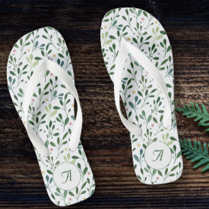 Chanclas Nombre de la flor de las hojas de patrón blanco bo