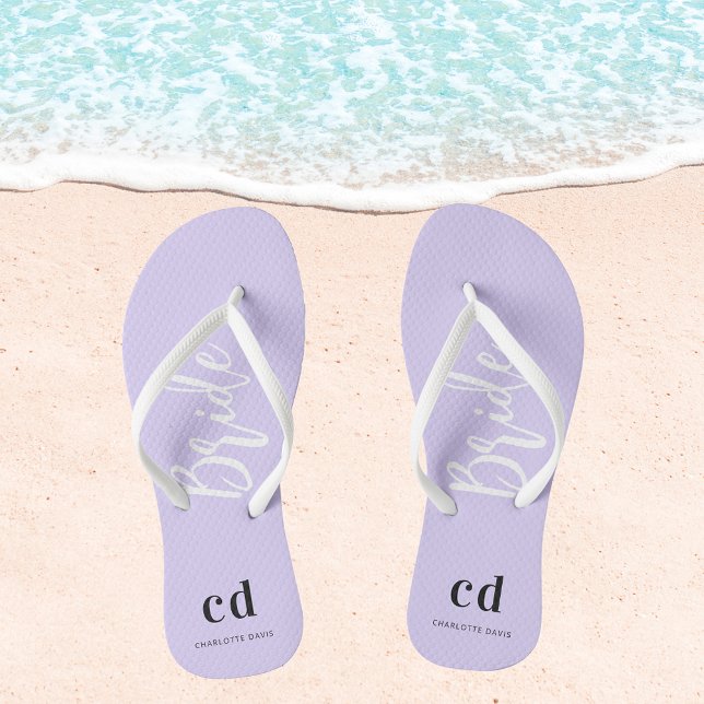 Chanclas Nombre de las iniciales del monograma de lavanda v (Subido por el creador)