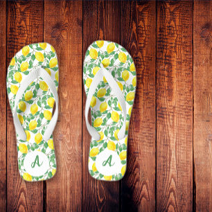 Chanclas Nombre de patrón de limón amarillo blanco verde