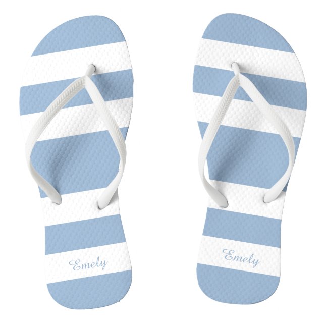 Chanclas Nombre de Rayas Azules Modernas (Plantilla)