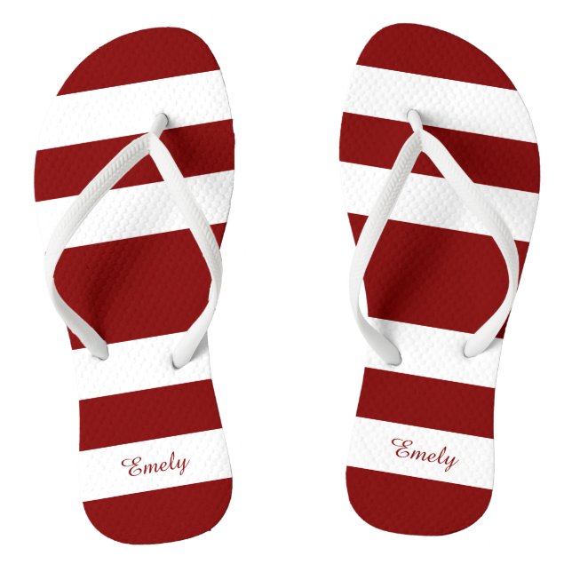 Chanclas Nombre de Rayas Rojas Modernas (Plantilla)
