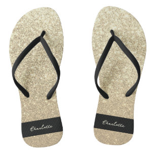 Chanclas Nombre del Purpurina de Luxury Sparkle Gold