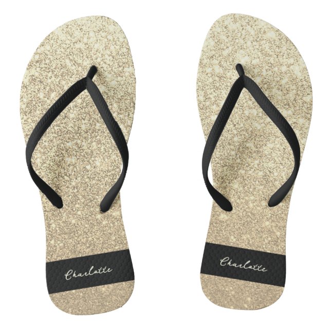 Chanclas Nombre del Purpurina de Luxury Sparkle Gold (Plantilla)