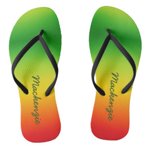 Chanclas Nombre en gradiente de colores tropicales verde am