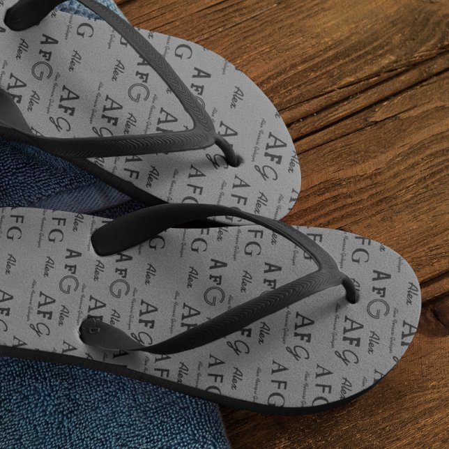 Chanclas Nombre Monogramado Estampado Gris (cool monogram pattern)
