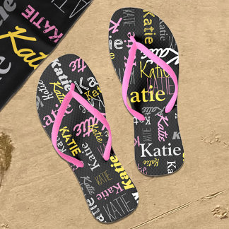 Chanclas Nombre personalizado amarillo rosa gris negro tipo