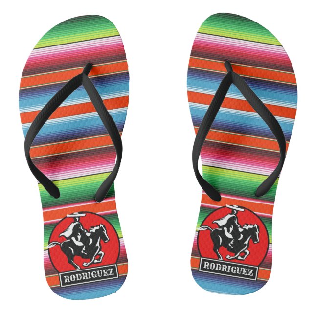 Chanclas NOMBRE Personalizado Carro Caballo Serape Español  (Plantilla)