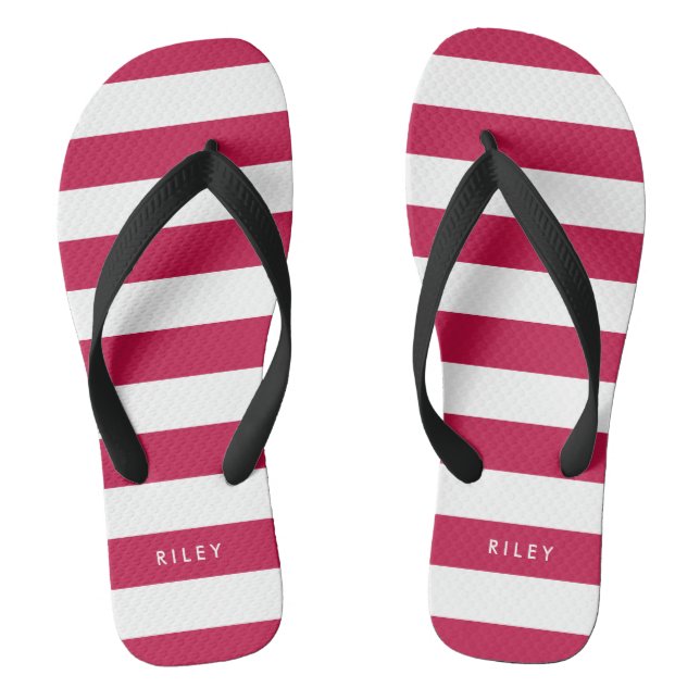 Chanclas Nombre personalizado Color editable y franjas blan (Plantilla)