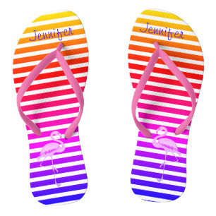Chanclas Nombre personalizado Flamingo rosa