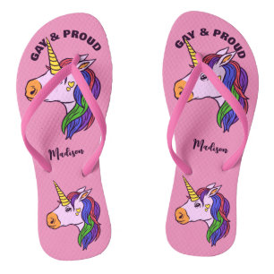 Chanclas Nombre personalizado Gay Unicorn