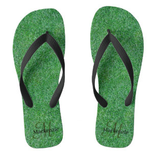 Chanclas Nombre personalizado Monograma Zen Green Grass Nat