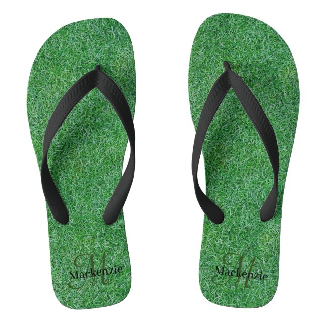 Chanclas Nombre personalizado Monograma Zen Green Grass Nat (Plantilla)