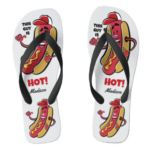 Chanclas Nombre y texto personalizados Perro caliente